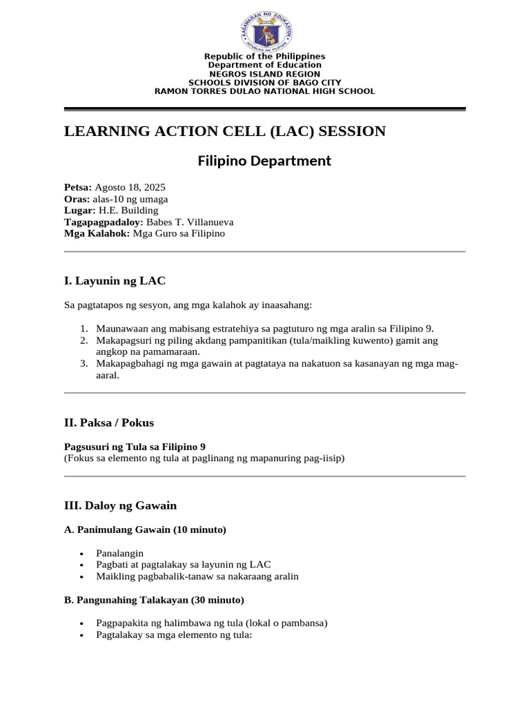 LEARNING ACTION CELL | PDF