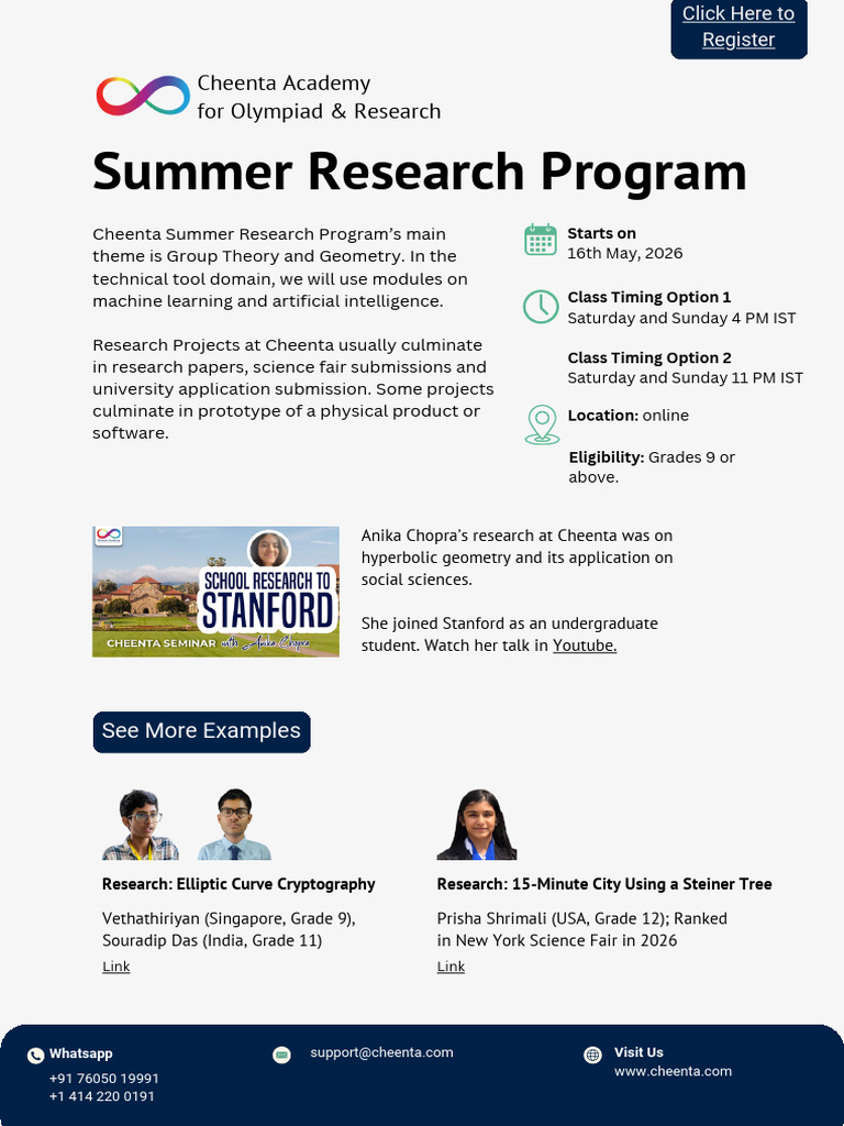 Advanced Summer Research Program 2026 - Cheenta | PDF | Group Theory ...