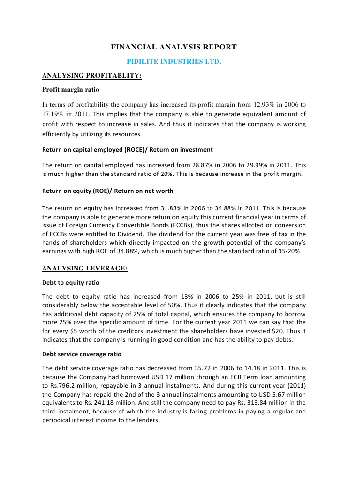 Financial Analysis Report (Sonu) | PDF | Debt | Return On Equity