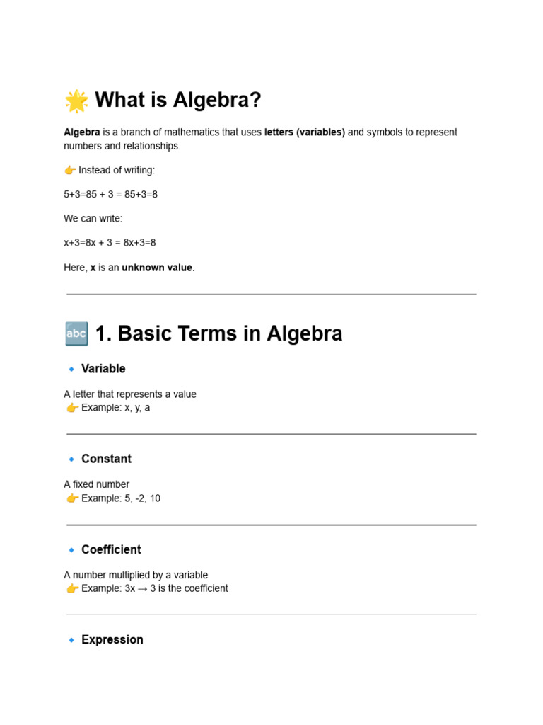 Algebra - MATHS | PDF | Algebra | Equations