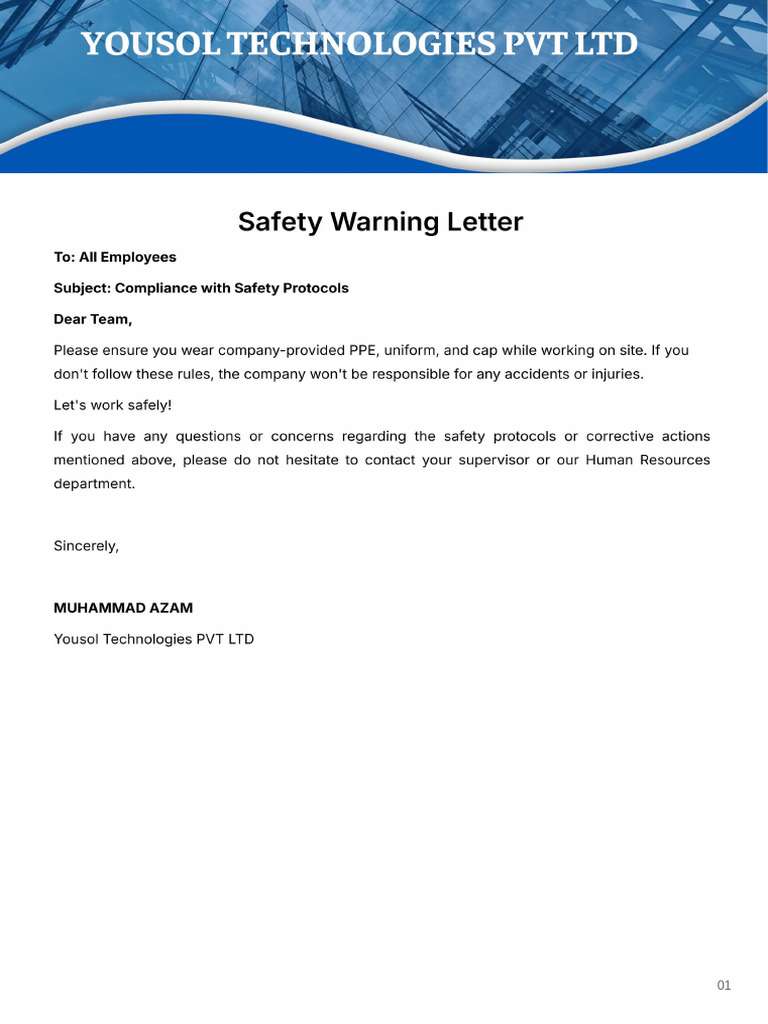 Safety Violation Warning Letter | PDF