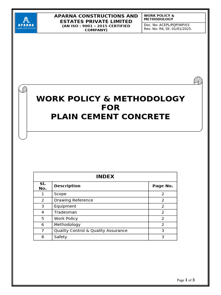 3. WP for Plain Cement Concrete | PDF