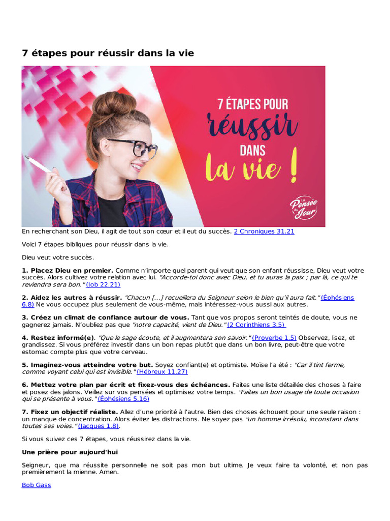 7 Etapes Pour Reussir Dans La Vie | PDF