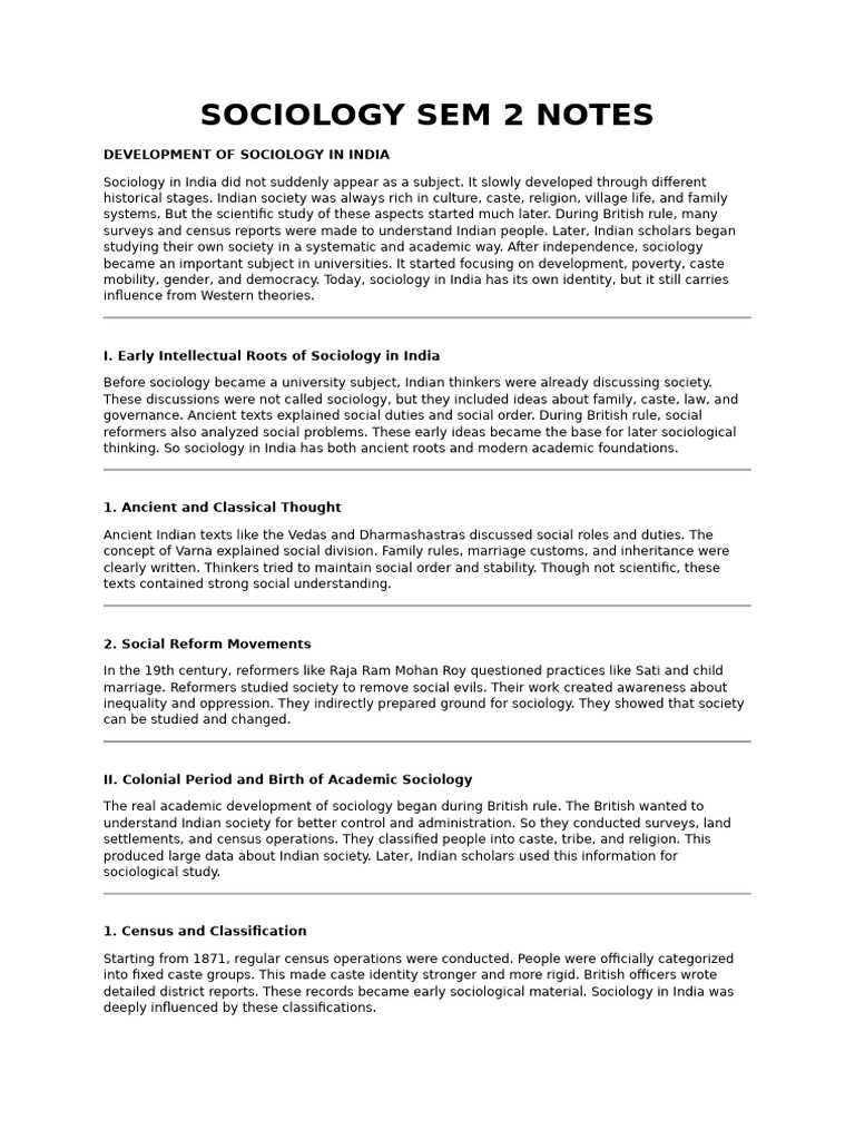 Sociology Sem 2 Notes | PDF