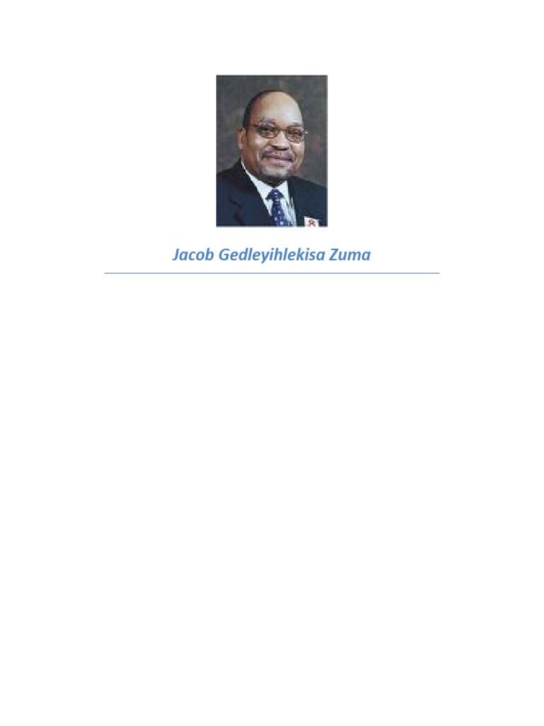 Jacob Gedleyihlekisa Zuma | PDF | Jacob Zuma | African National Congress