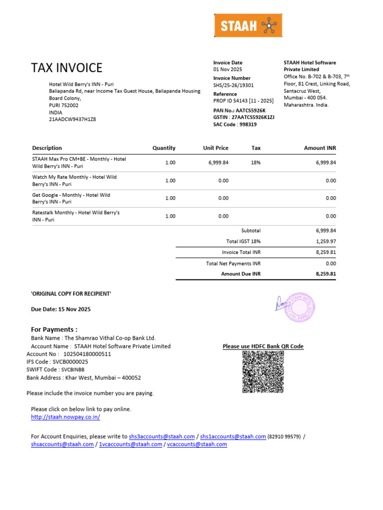 Invoice SHS25-2619301 | PDF | Invoice | Taxes
