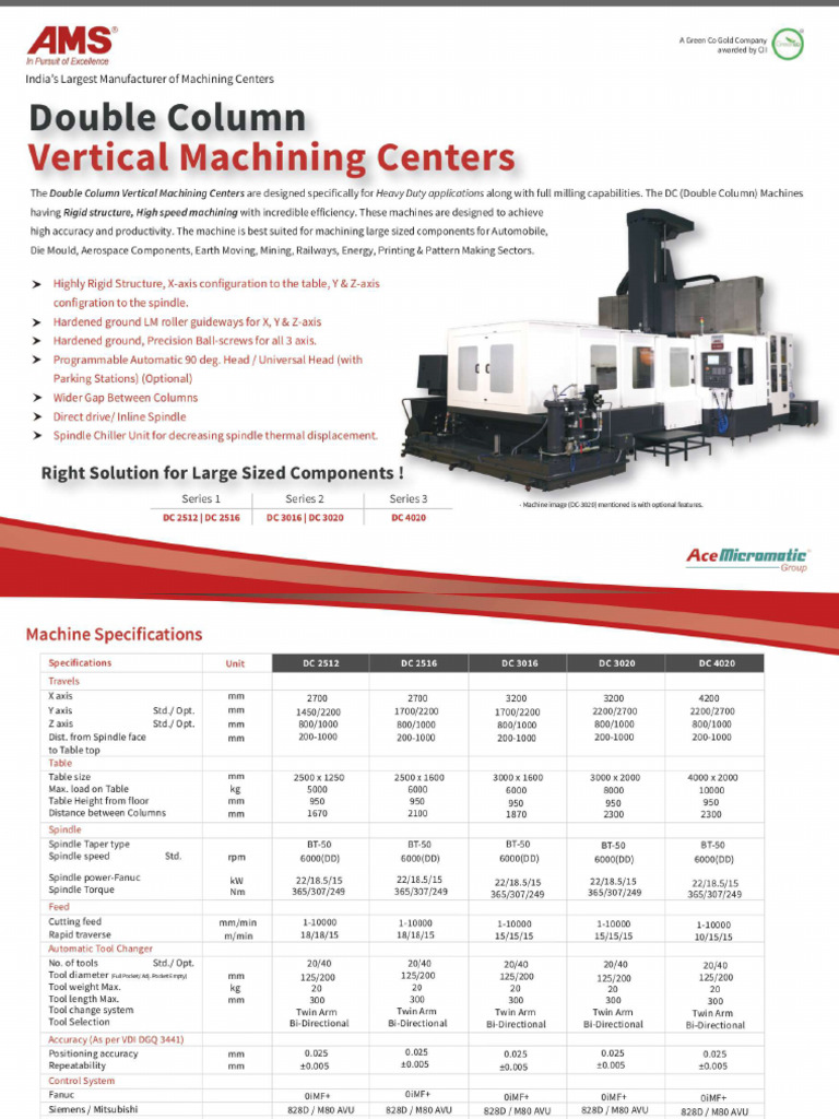 AMS Double Column Machines e Catalogue | PDF | Mechanical Engineering ...
