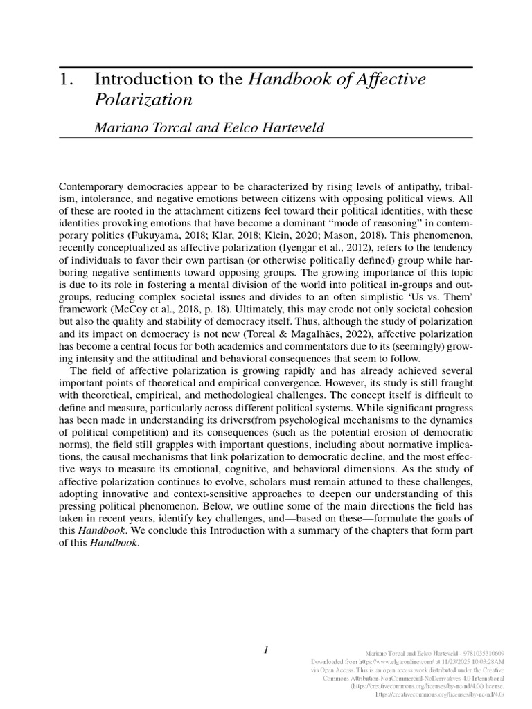 Introduction to the Handbook of Affective Polarization | PDF | Affect ...