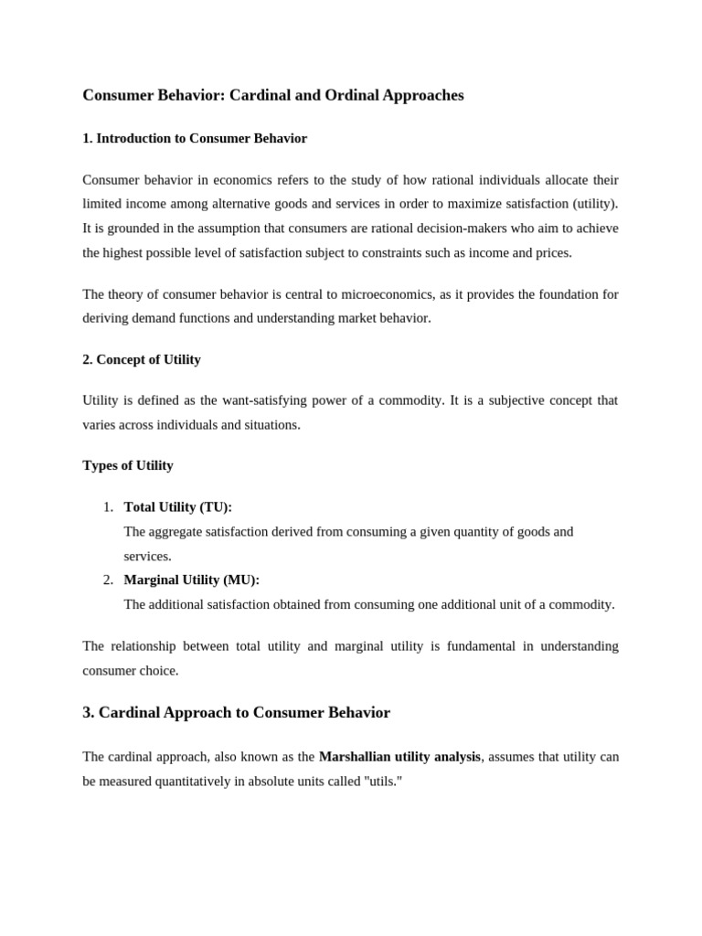 Consumer Behavior | PDF | Utility | Marginal Utility