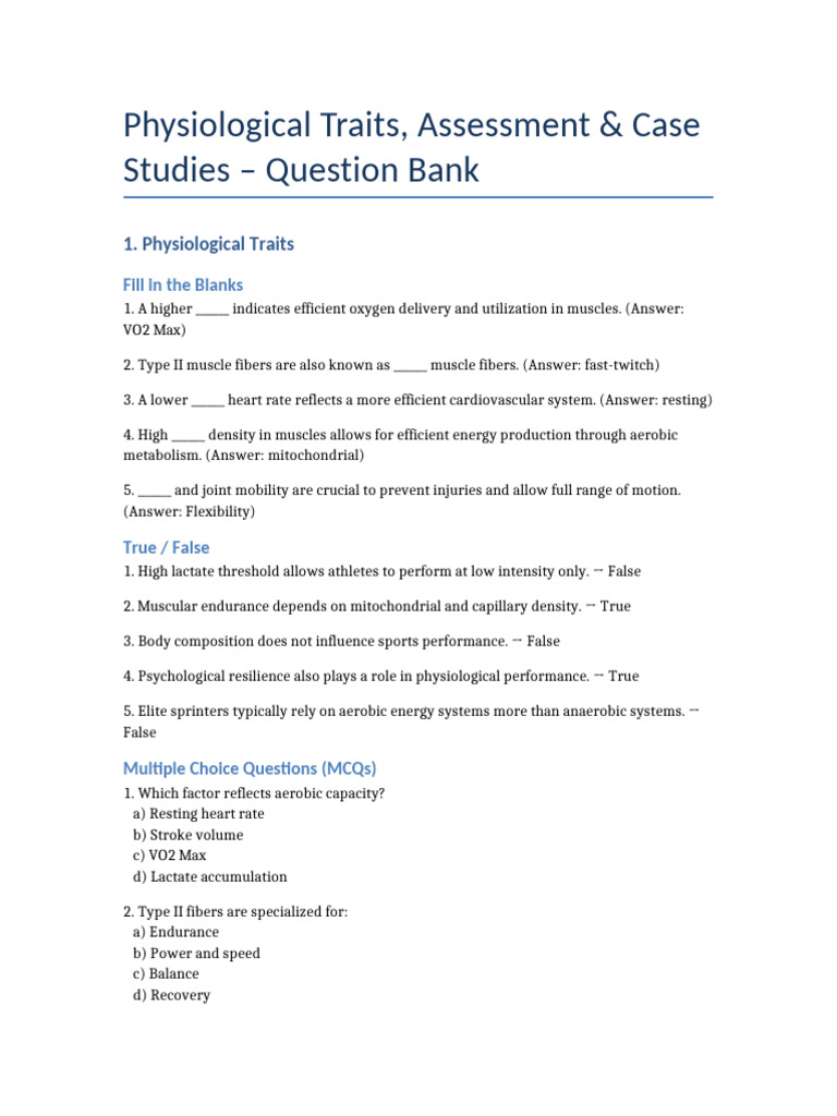 Physiological_Traits_ | PDF | Skeletal Muscle | Aerobic Exercise