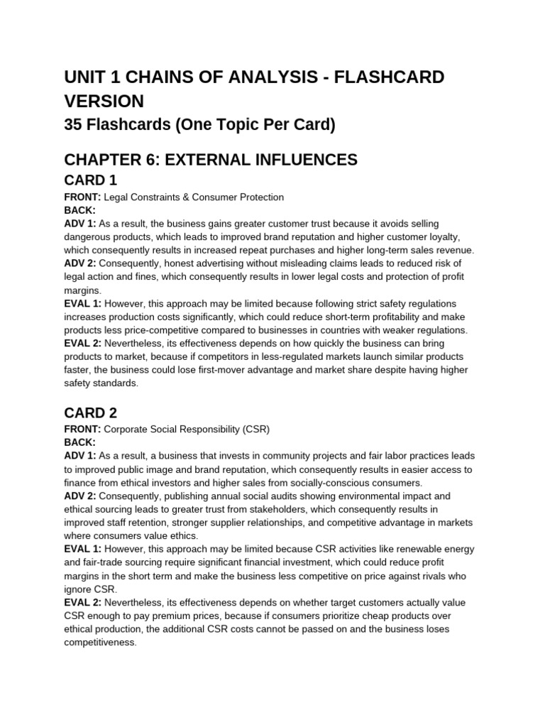 Chains of Analysis - Flashcard Version | PDF