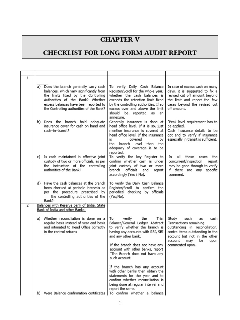 LFAR Checklist | PDF | Audit | Debits And Credits