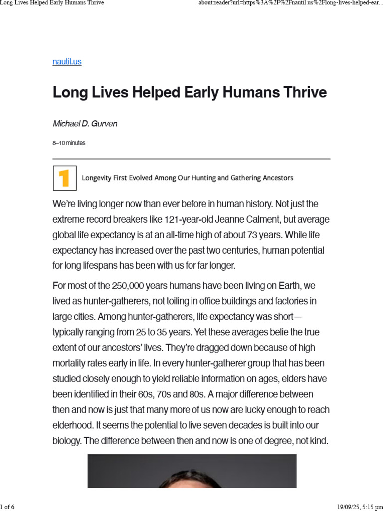 Long Lives Helped Early Humans Thrive | PDF | Inflammation | Ageing