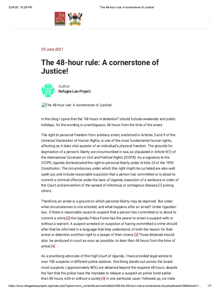 The 48-hour rule_ A cornerstone of Justice! | PDF | Arrest | Bail