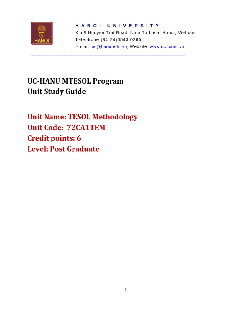 TESOL Methodology Syllabus | PDF | English As A Second Or Foreign ...