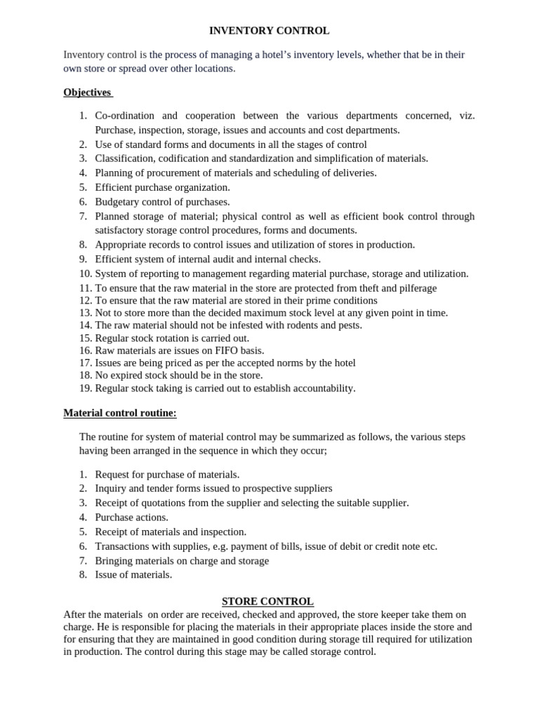 3. Inventory Control | PDF