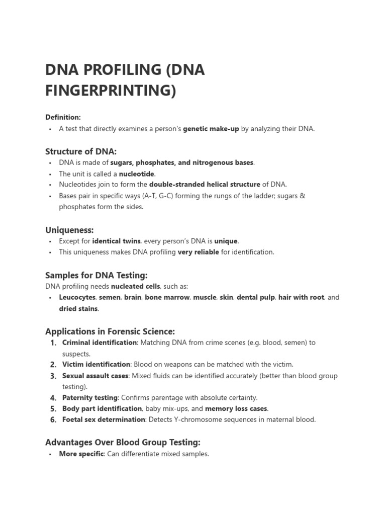 Dna Profiling (Dna Fingerprinting) | PDF