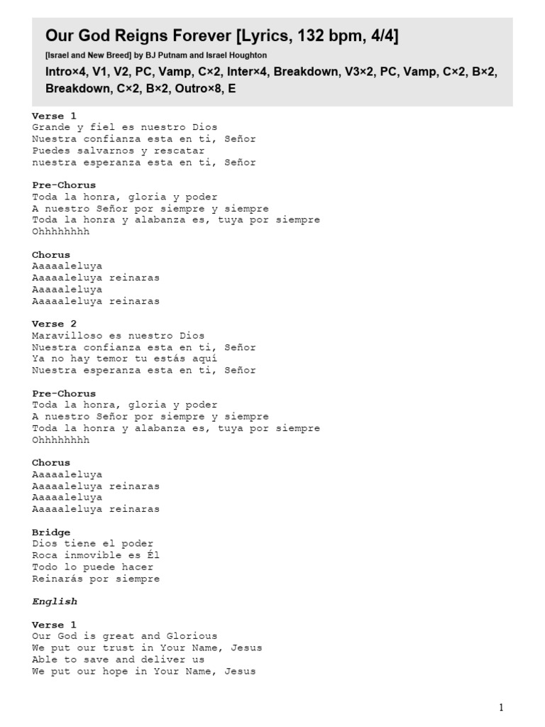 Our God Reigns Forever - Lyrics | PDF