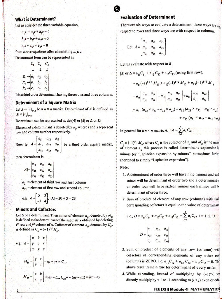 Lakshay Matrices and Determinents | PDF