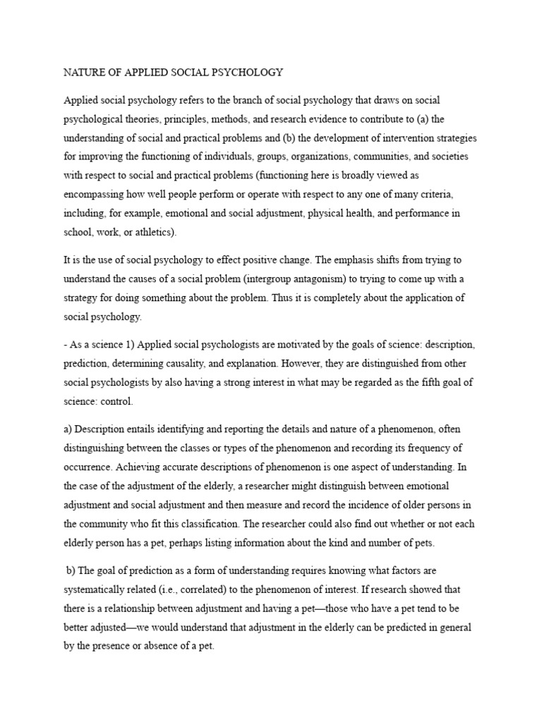 Nature of Applied Social Psychology | PDF | Social Psychology | Safe Sex