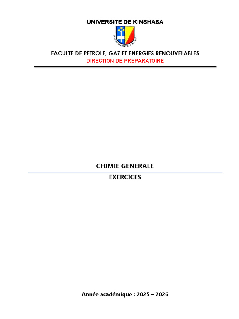 Exercices Chimie Generale Prepo Pger (1) | PDF | Chimie | Réaction d ...