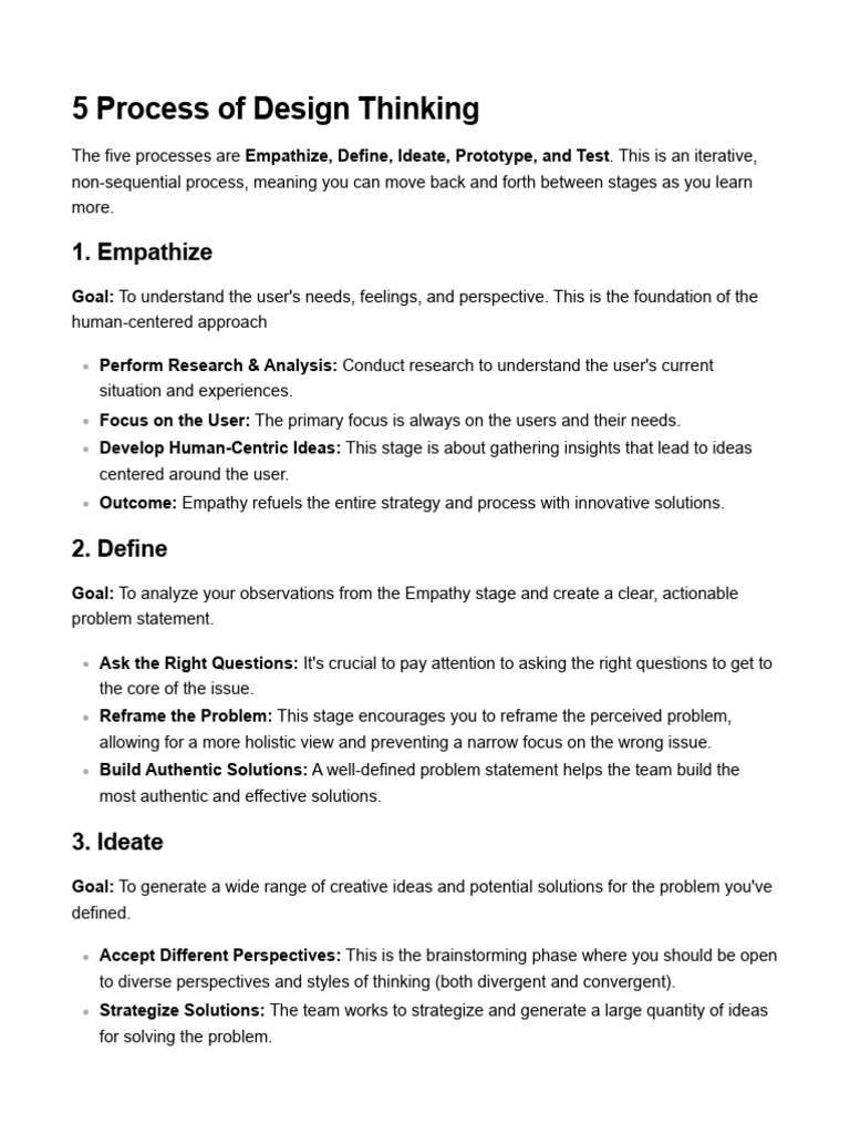 5 Process of Design Thinking | PDF