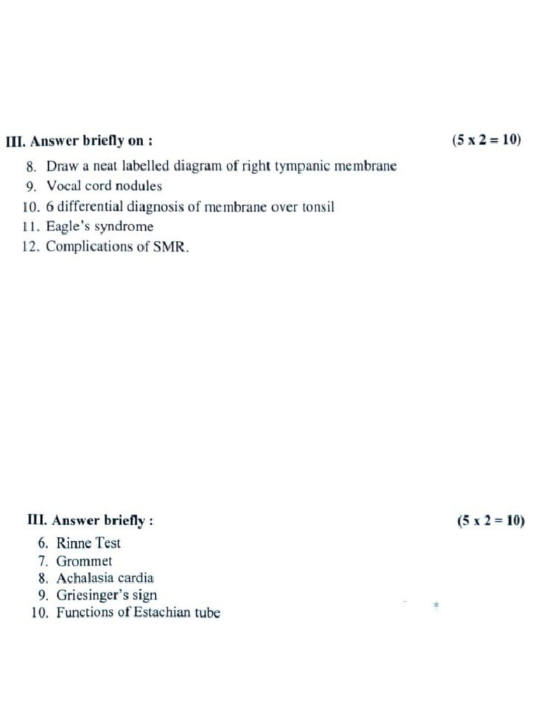 ENT 2 marks | PDF