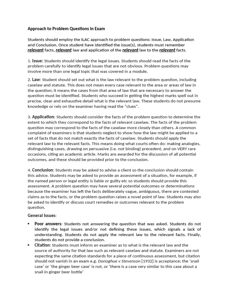 3. Problem Questions Guidance Sheet | PDF | Case Law | Justice