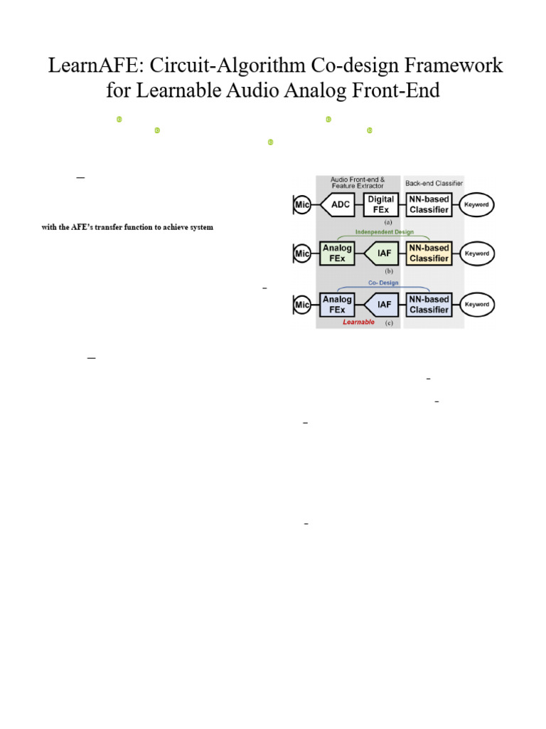 LearnAFE: Circuit-Algorithm Co-design Framework for Learnable Audio ...