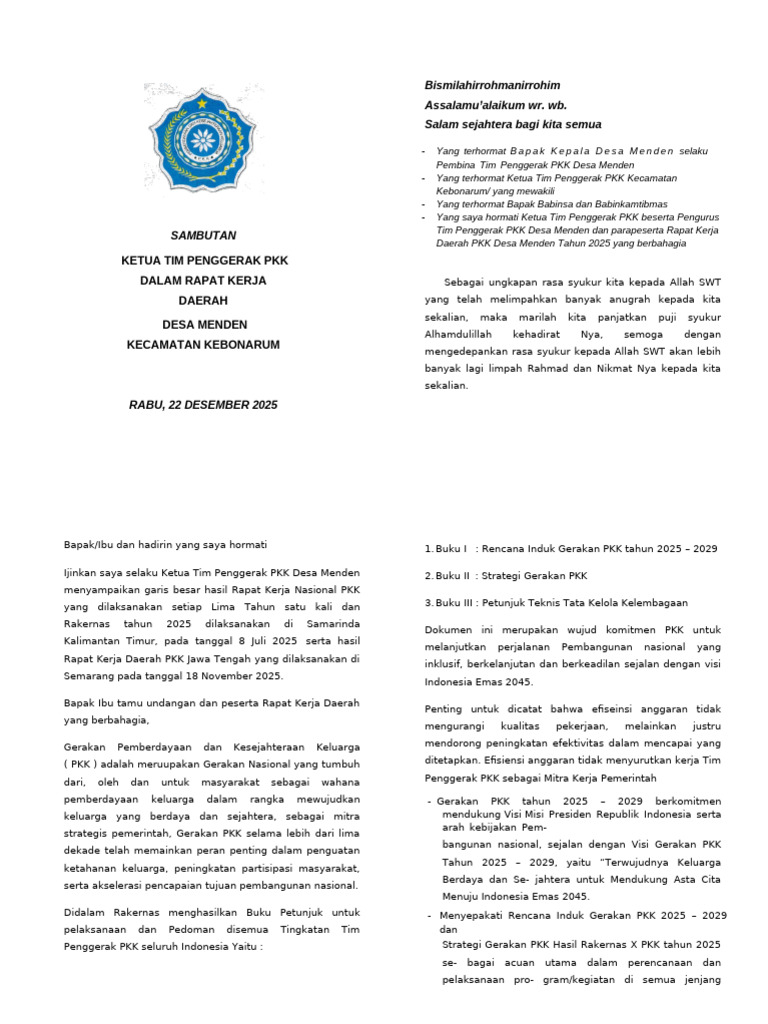SAMBUTAN RAKERDA 2025 | PDF