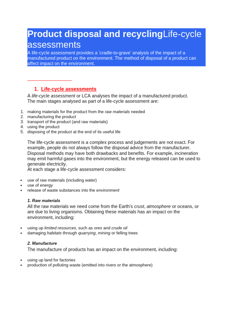 Recycling -Product Disposal and RecyclingLife | PDF | Recycling | Waste