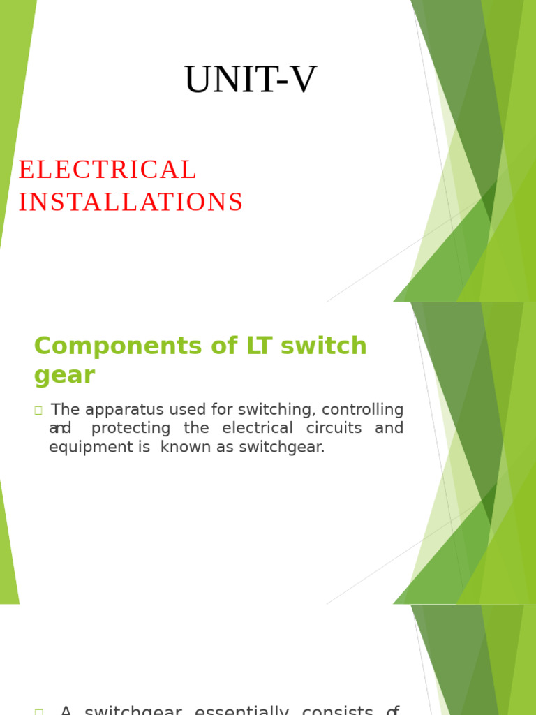 Unit-V Electrical Installations | PDF | Rechargeable Battery | Fuse ...