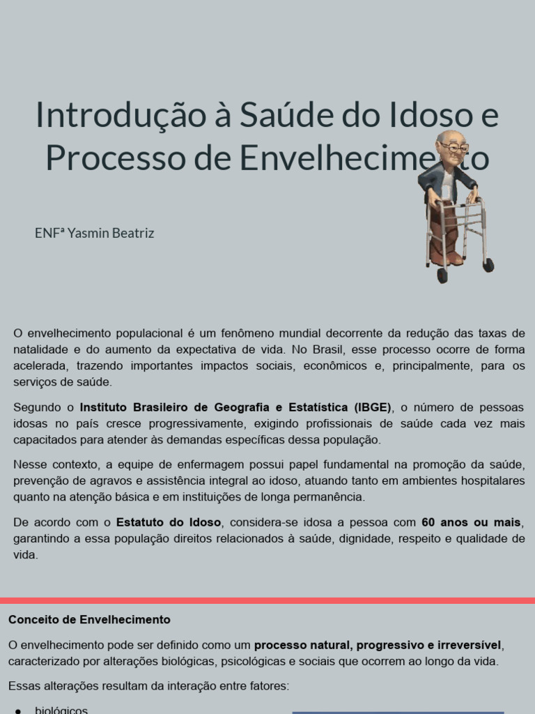 AULA 1 - Introdução A Saúde Do Idoso | PDF | Envelhecimento | Terceira ...