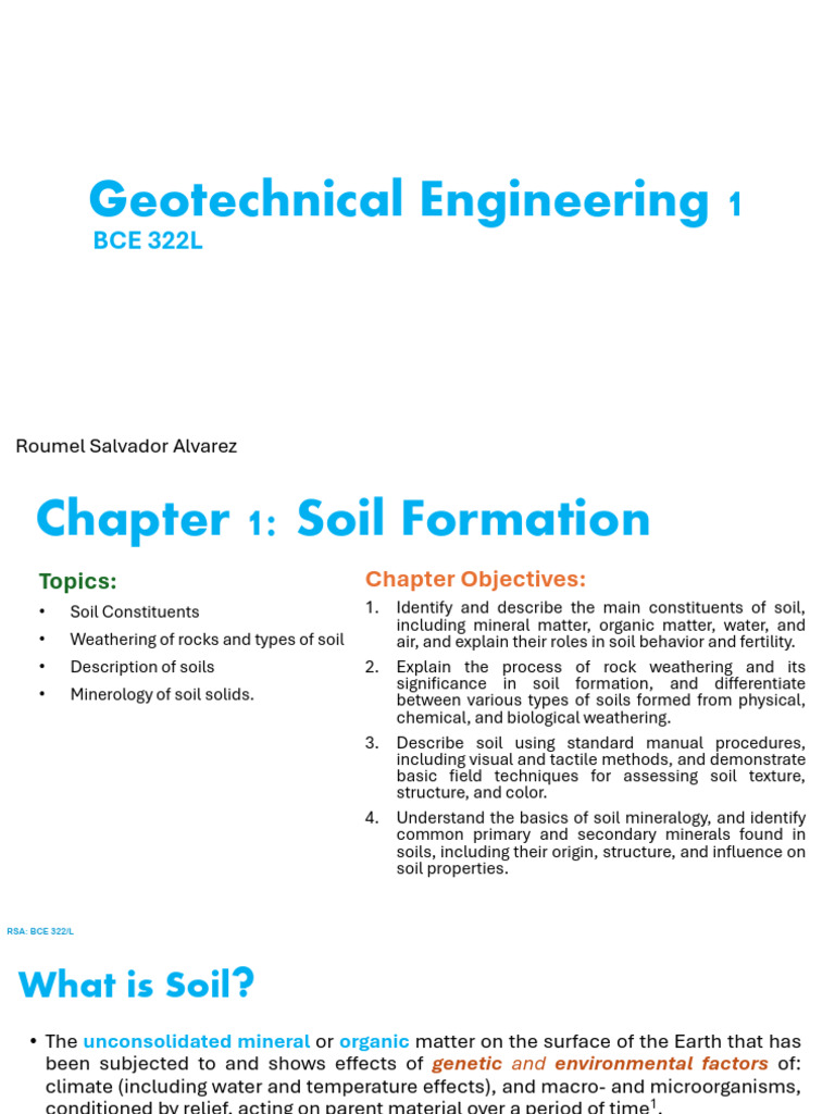 BCE 322LGeotechnical Engineering Chapter 1 | PDF | Rock (Geology) | Soil