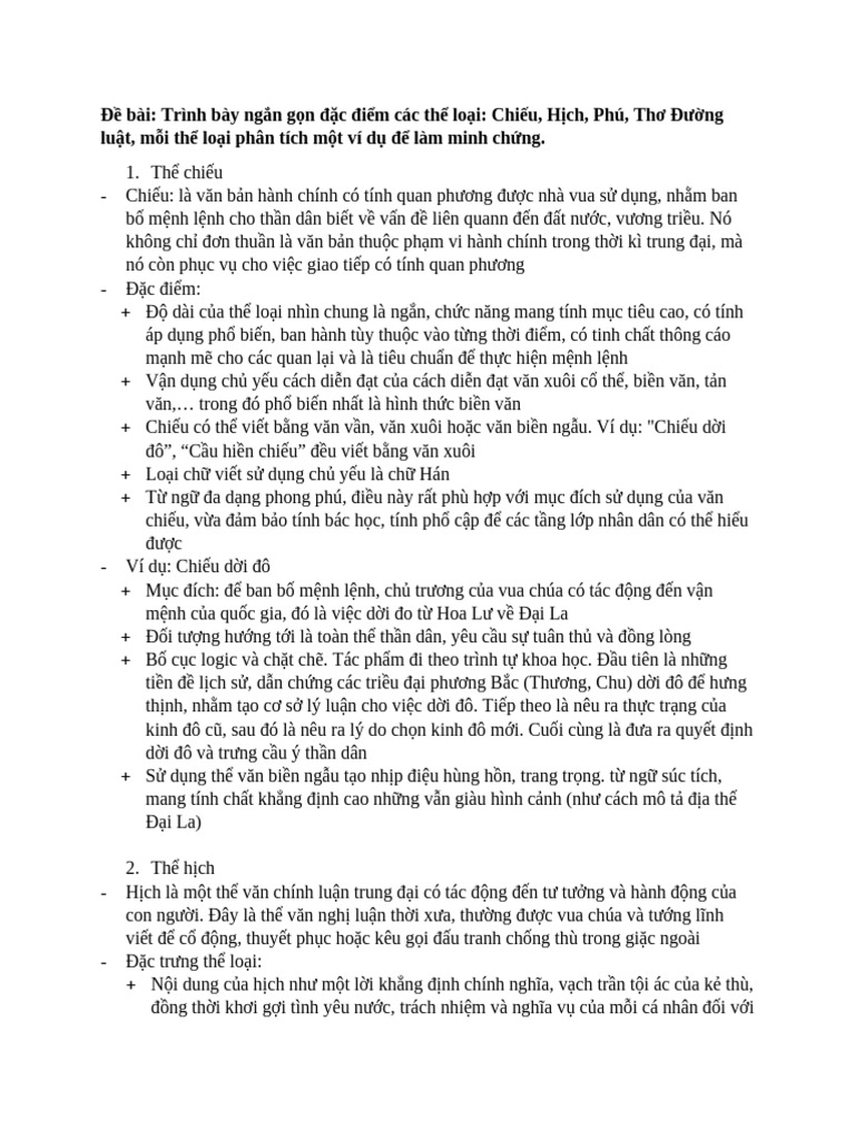 Các Thể Loại Trong Vhtd | PDF