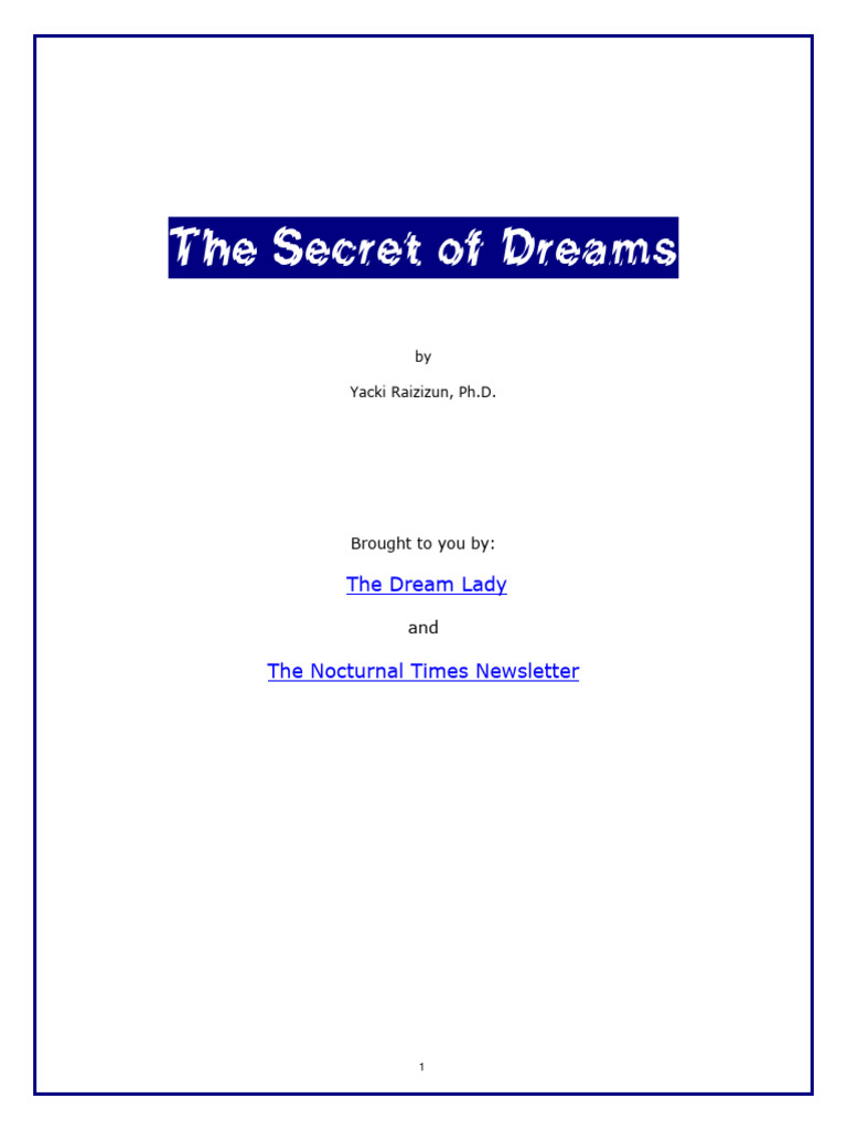 EB 00086 - The Secret of Dreams | PDF | Dream | Thought