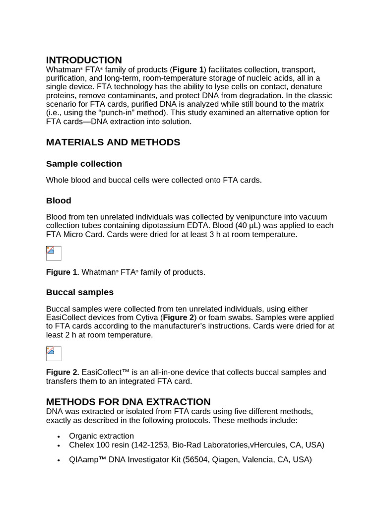 DNA EXtraction From FTA Cards | PDF | Biology | Laboratory Techniques