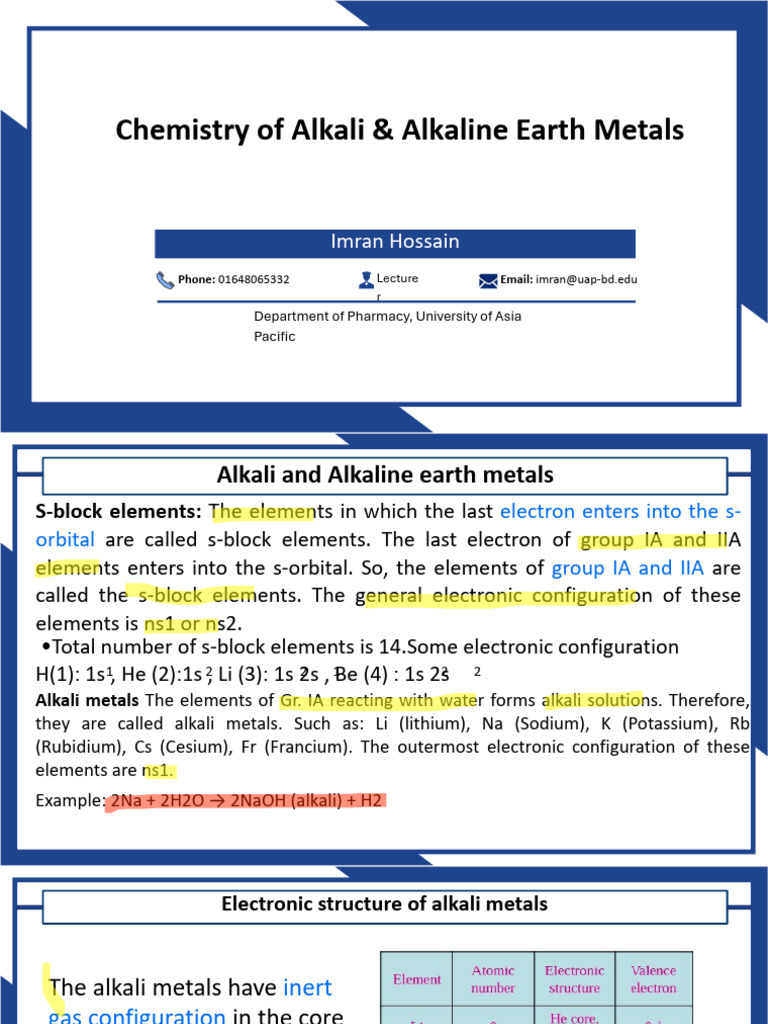 Chemistry of Alkali and Alkaline Earth Metals | PDF | Sodium Carbonate ...