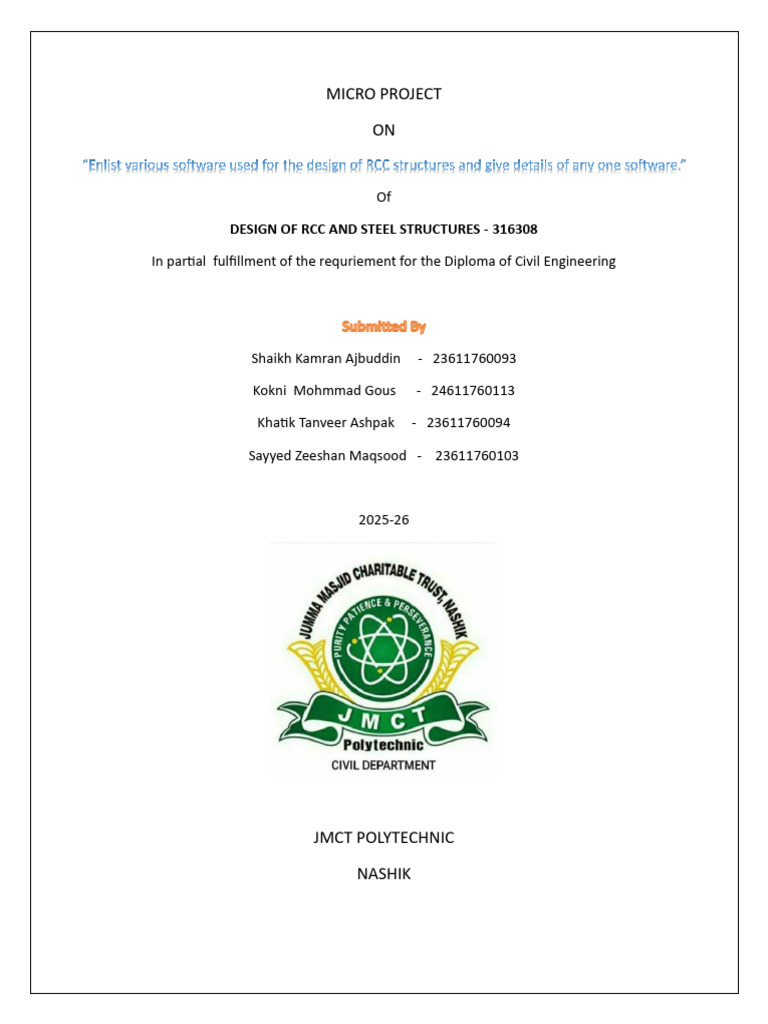 Design of Rcc and Steel Structures Micro - Project | PDF | Beam ...