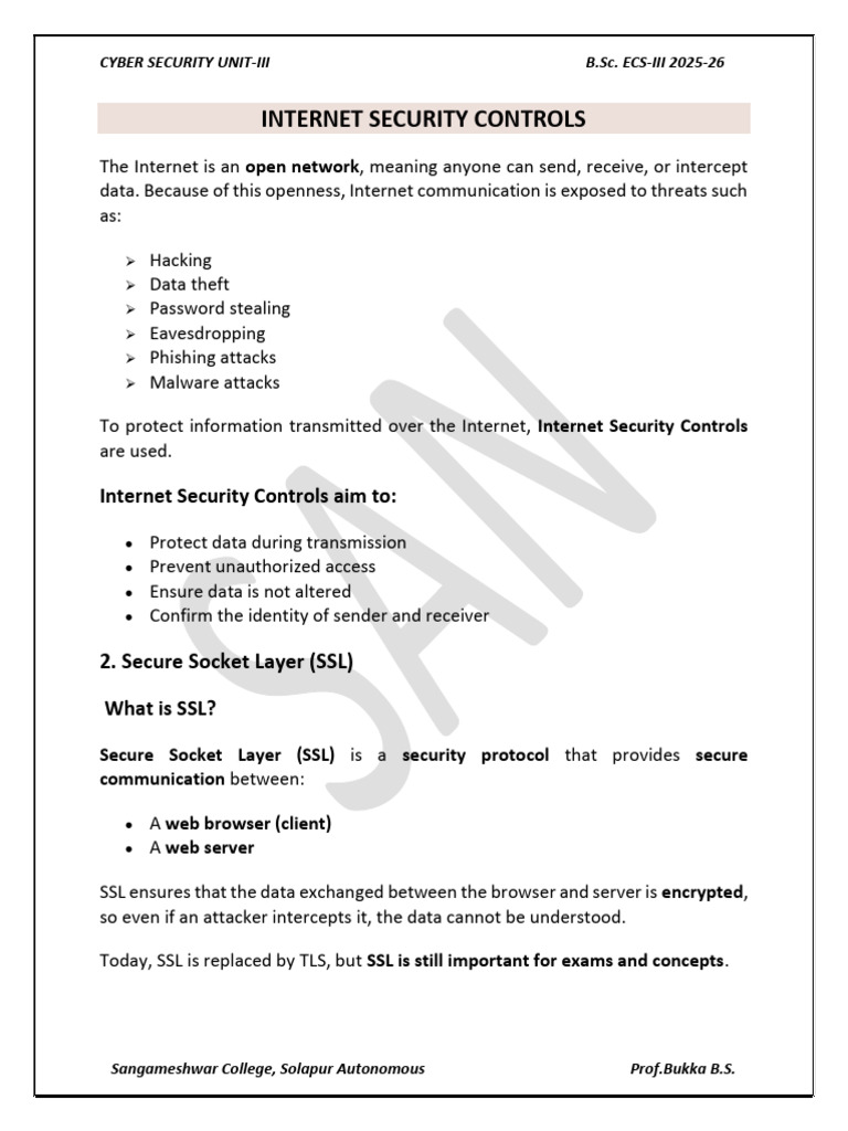 Cyber Security Notes Unit III | PDF | Transport Layer Security | Security