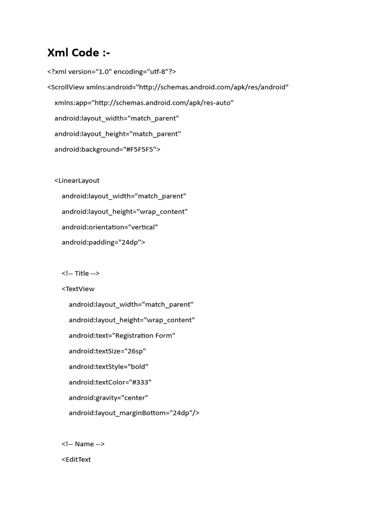 XML Code | PDF | Java (Programming Language) | Android (Operating System)