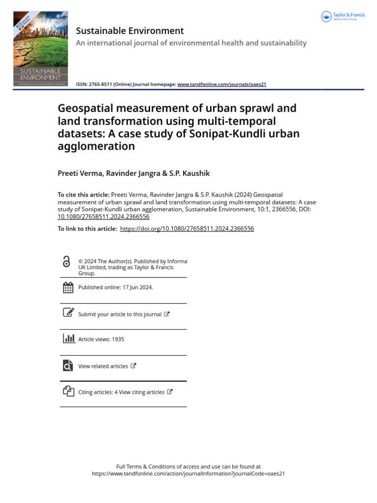 Geospatial Measurement of Urban Sprawl and Land Transformation Using ...