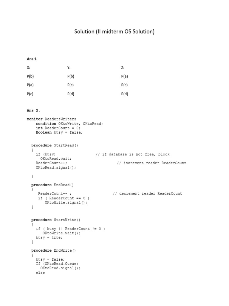 OS Midterm Solution MUJ | PDF | Computer Programming | Software Engineering
