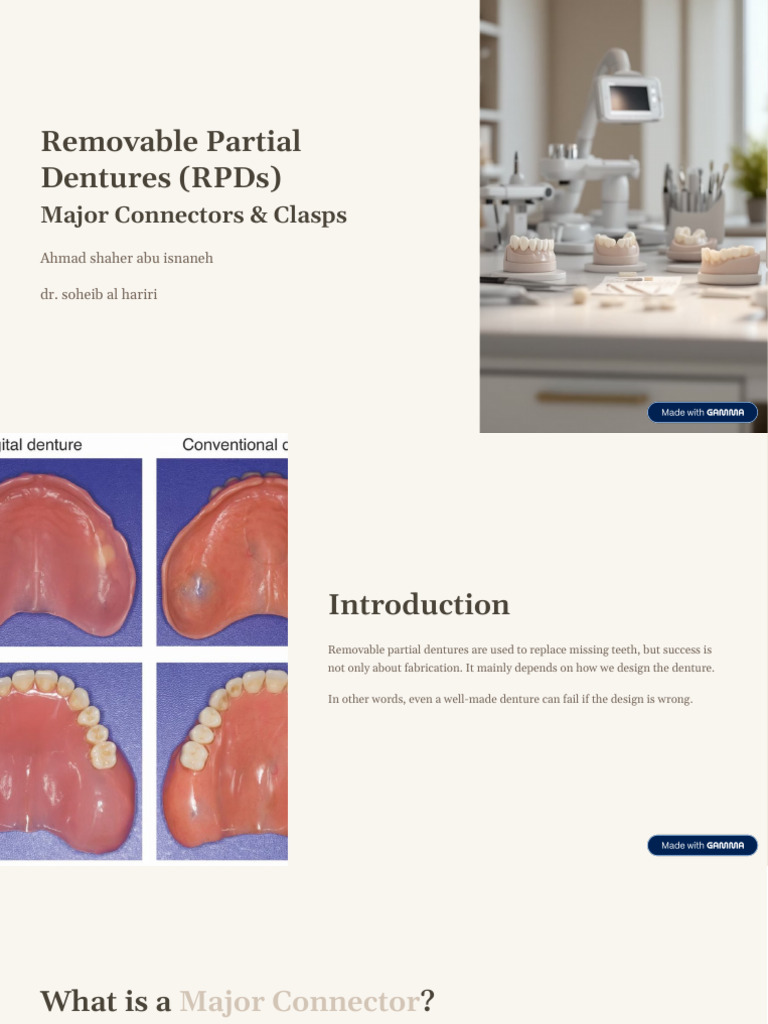 Removable Partial Dentures RPDs (1) | PDF