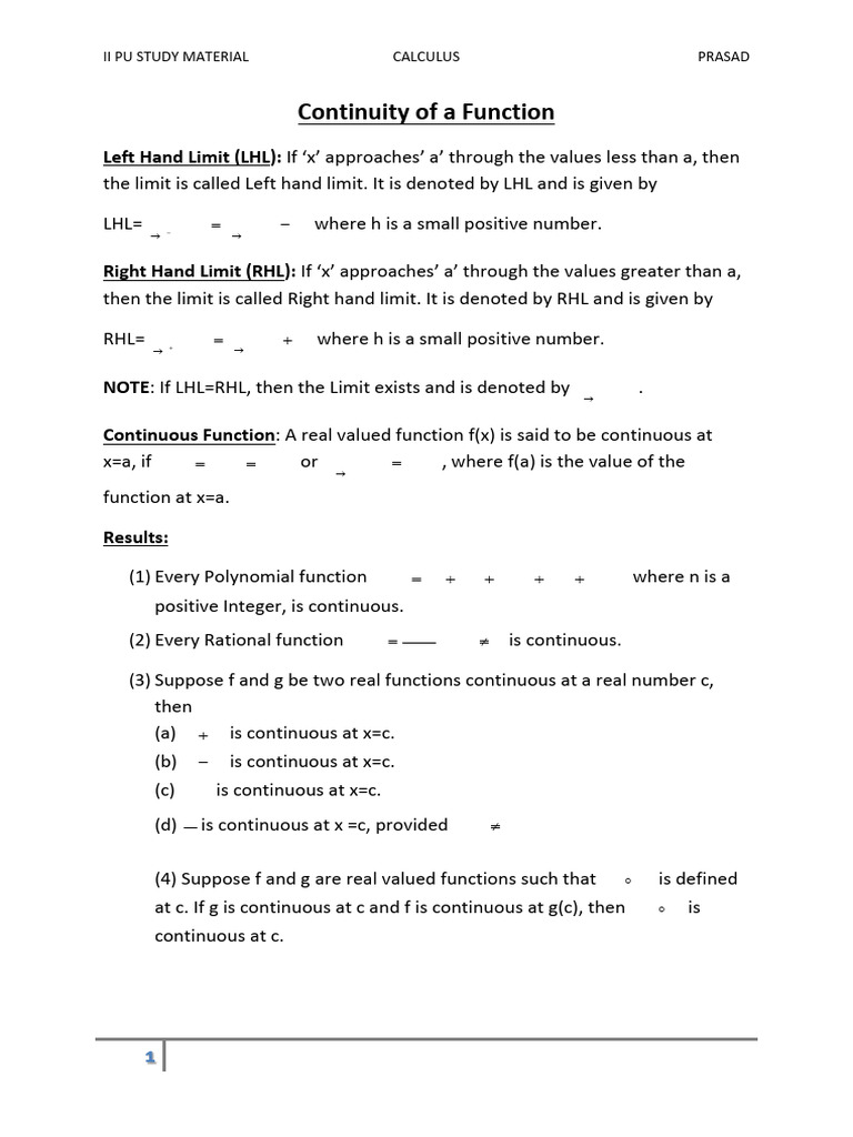 Worksheet (Continuity) | PDF | Function (Mathematics) | Continuous Function