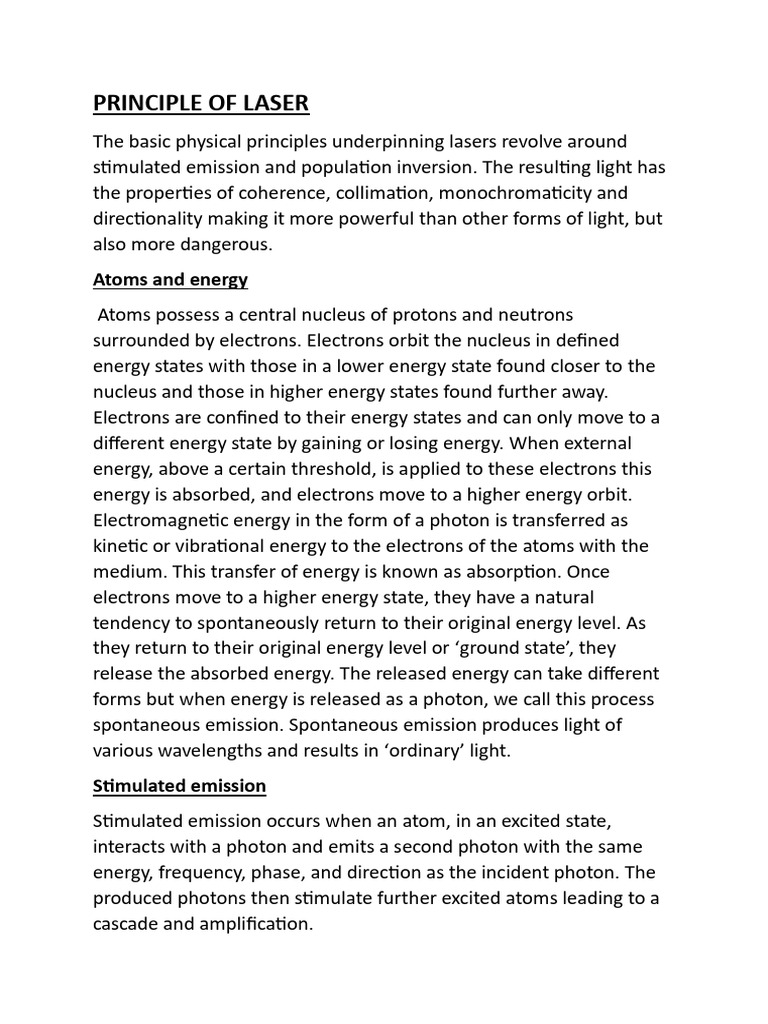Laser PPT(Principles and Types) | PDF | Laser | Energy Level