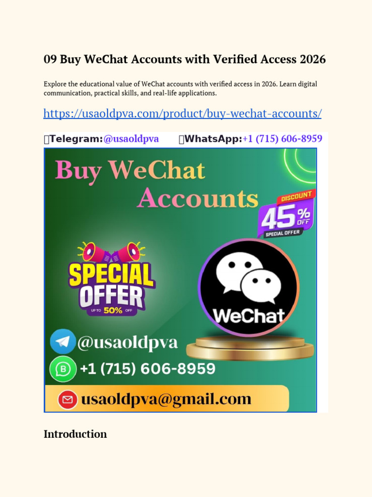 09 Buy WeChat Accounts With Verified Access 2026 | PDF