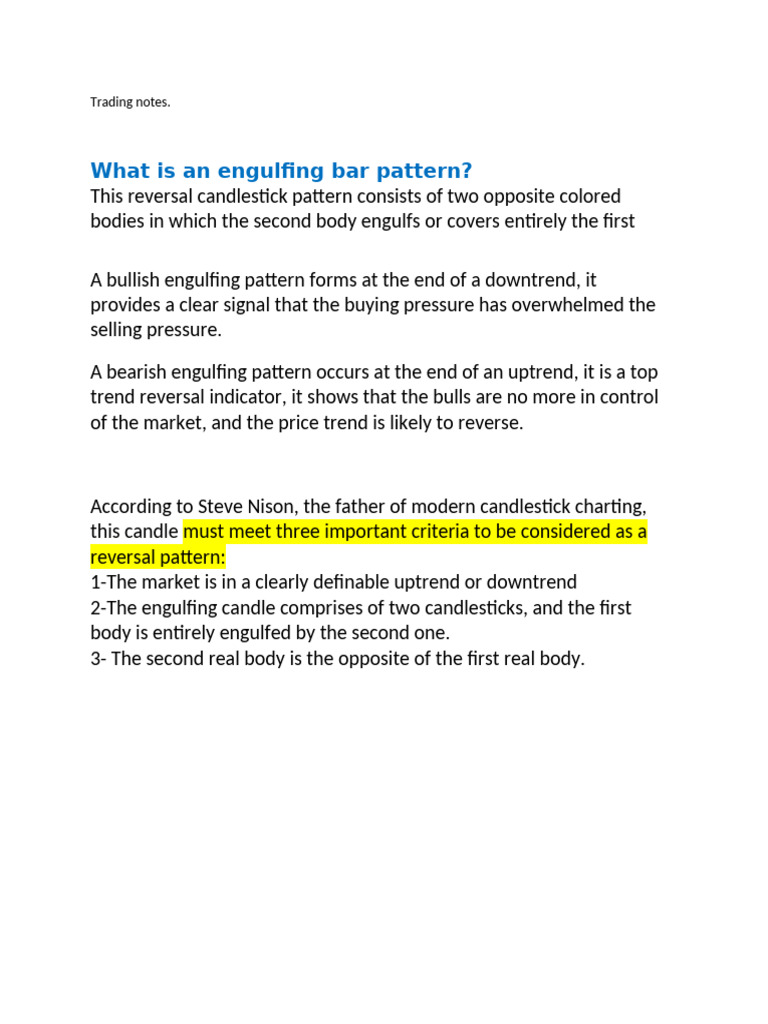Trading Notes | PDF