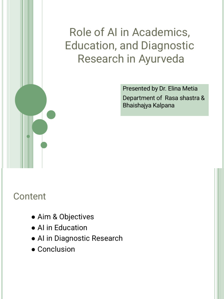 Role of AI in Ayurveda | PDF | Artificial Intelligence | Intelligence ...