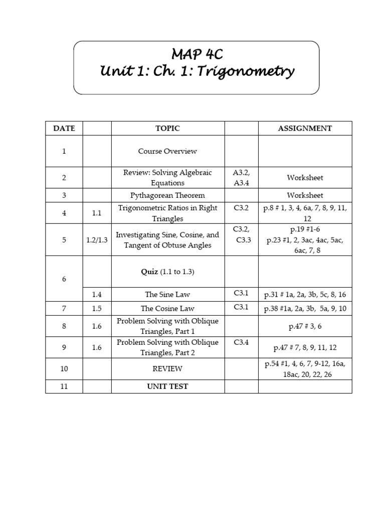 Unit 1 - Trigonometry | PDF | Trigonometric Functions | Trigonometry
